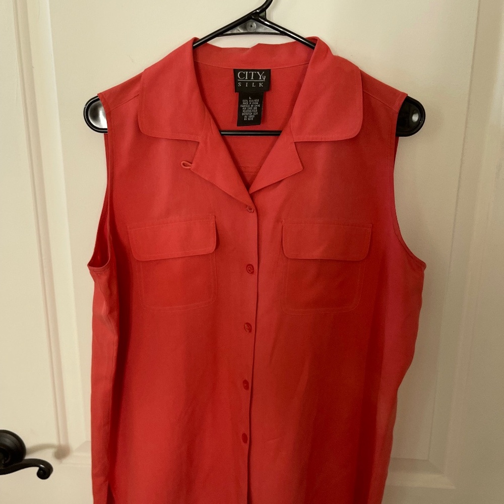 CITY SILK BLOUSE L RED